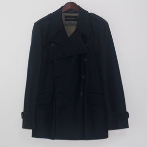 French Connection Navy Men's Wool Peacoat - Size L